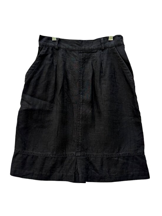 Gene Ewing Bis Dresses & Skirts - Vintage Gene Ewing BIS Black Linen Skirt Women's Size 8 Retro 1940s Kick Pleat